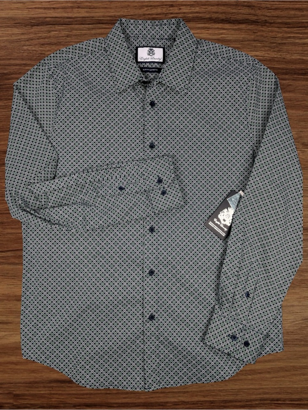 English Laundry Slim Fit | Stretch, Green LS Dress Shirt. Size Large - Picture 4 of 11